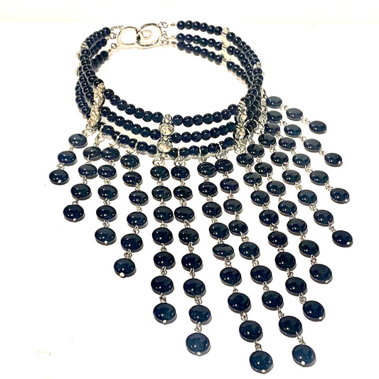 Unikt vackert halsband ädelsten black onyx