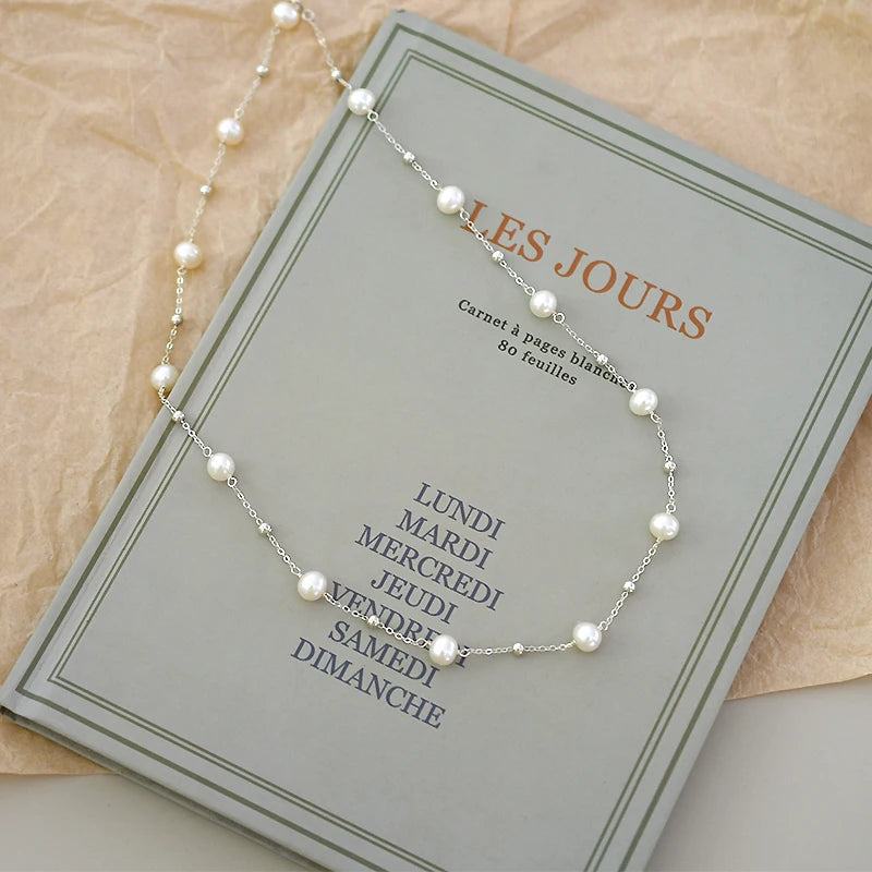 Halsband äkta  silver och freshwater  pearls