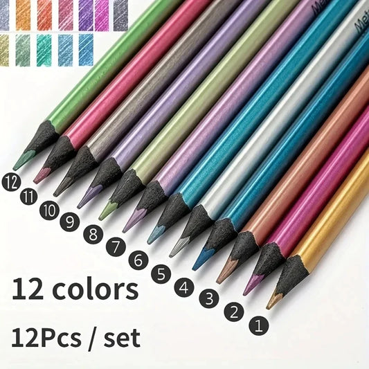 12.pack ritpennor i metallic nyanser