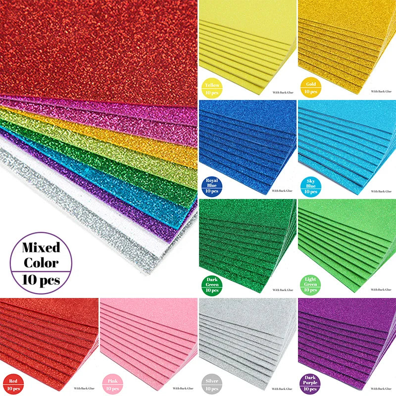 10-pack skum papper med glitter