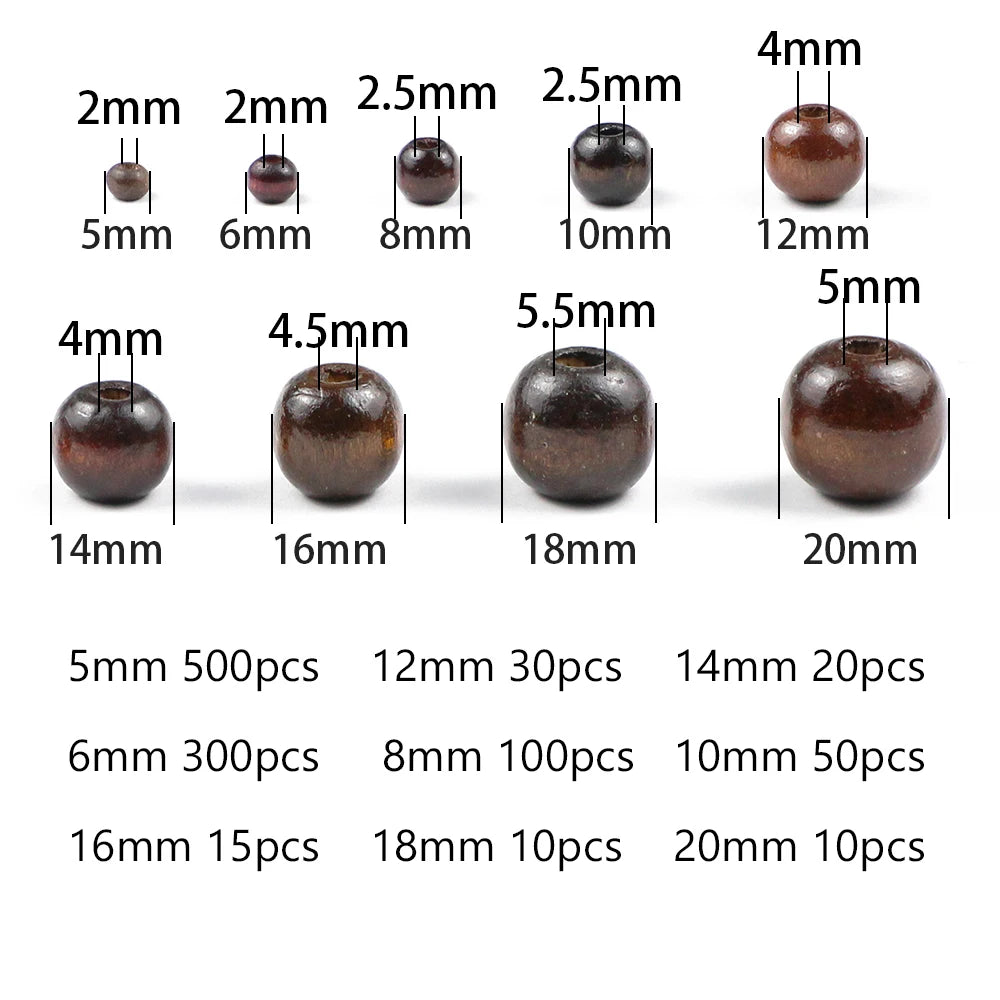 mörkbruna Träpärlor 10-500st