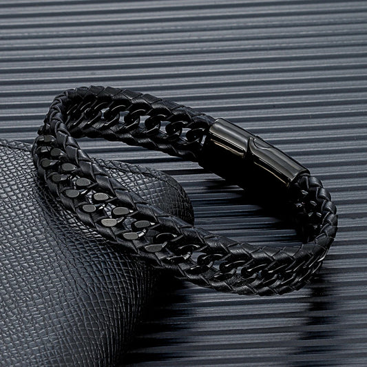 Flätad läder armband